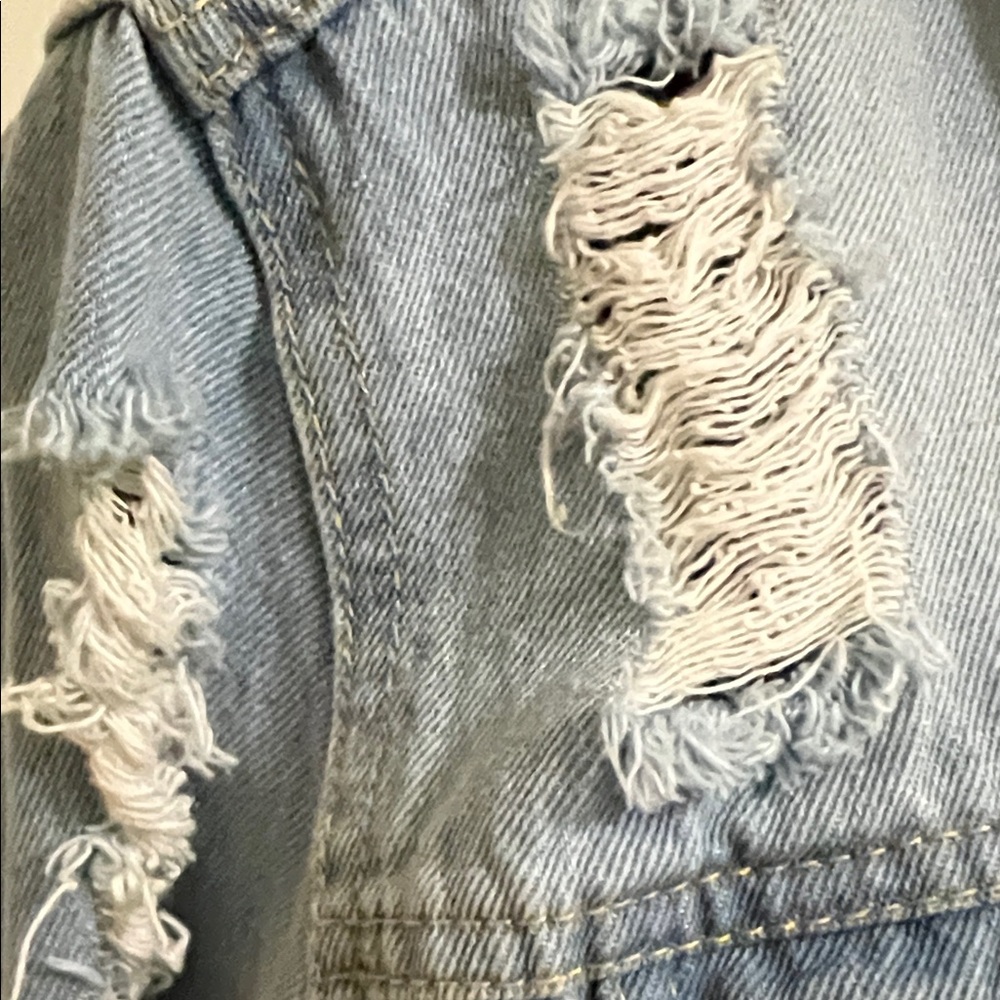 Love Tree Light Blue Distressed Denim Jacket - Picture 3 of 13